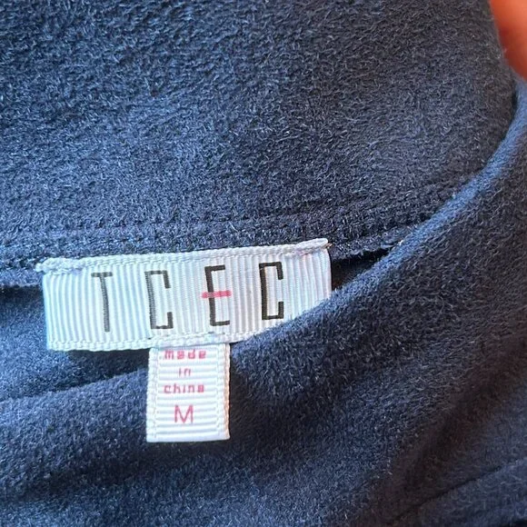 Navy Faux Suede Mock Turtleneck Dress – Size M - Picture 4 of 5